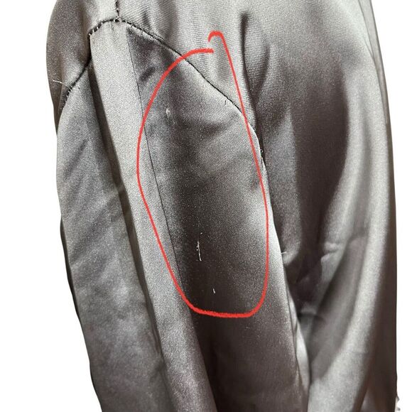 ZARA Satin Faux Wrap Mini Dress Charcoal Grey A-Line Women’s Size Large - Picture 12 of 13